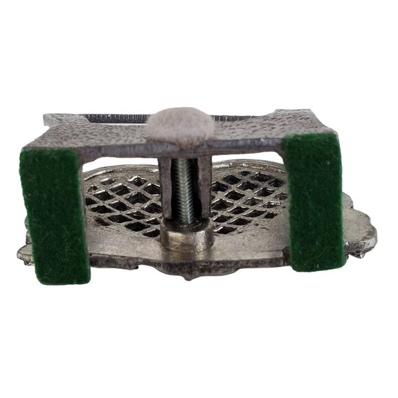 Victorian Pewter Business Card Holder Metal Heart Roses Flower Floral Desk - Picture 7 of 9